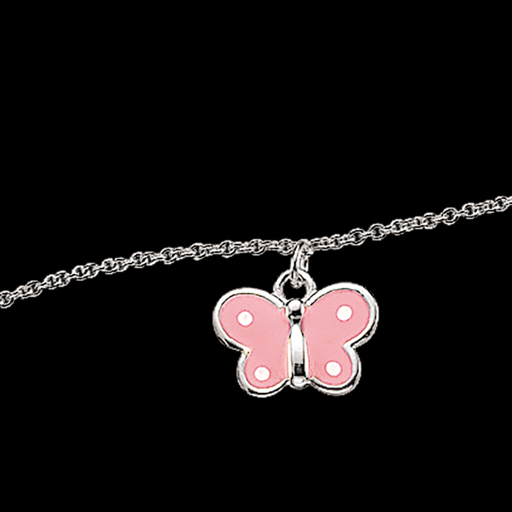 Scrouples Lyserød Sommerfugl Børnearmbånd i Sterling Sølv