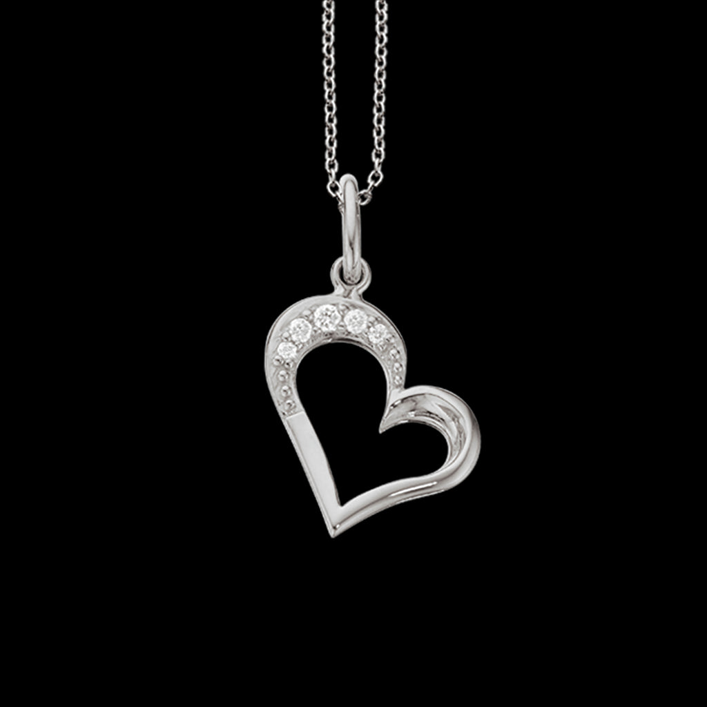 HJERTE 0,025 H-W/SI 14 KT.M/ SØLVKÆDE