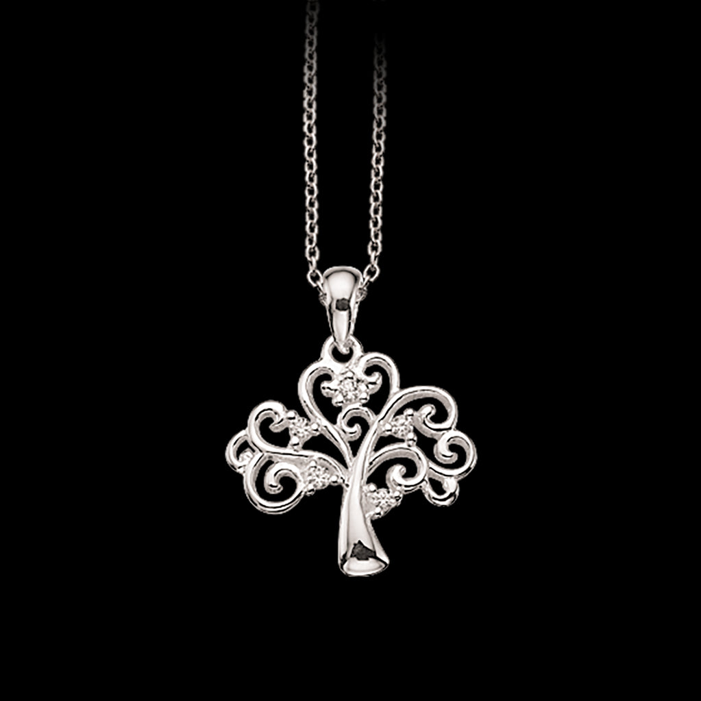 VEDHÆNG LIVETS TRÆ SYN. CUBIC ZIR. SØLV M/KÆDE