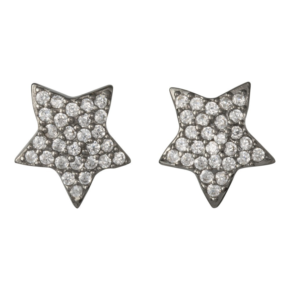SORT RHD. SØLV ØRESTIKKER STJERNEFORMET