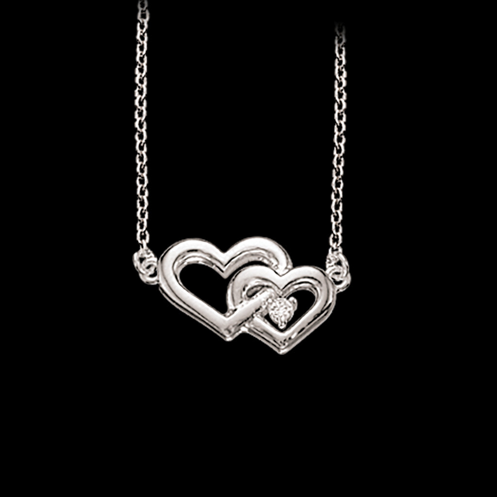 VEDHÆNG DOBBELTHJERTER SYN. CUBIC ZIR. SØLV M/K.