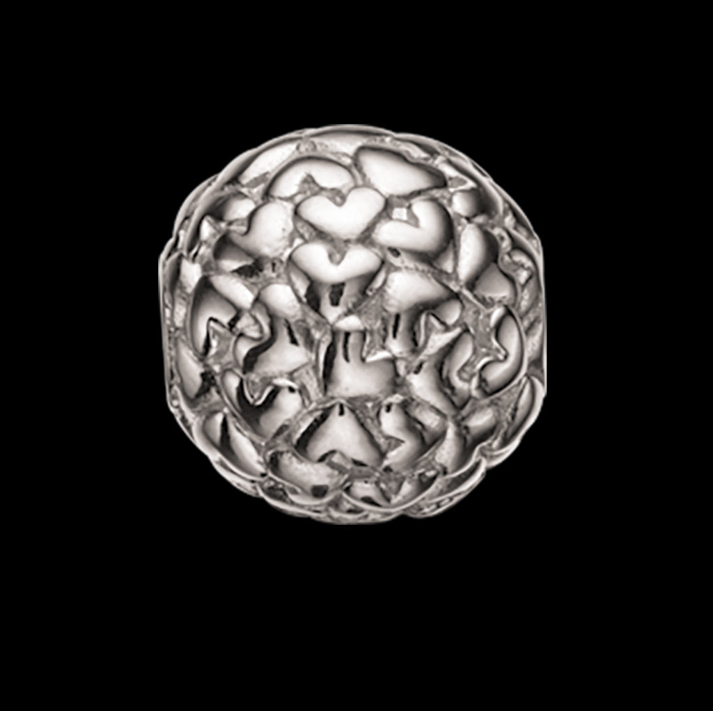 CLOSE2ME PERLELÅS KUGLE HJERTER 15 MM SØLV RH.