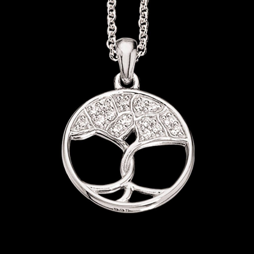 VEDHÆNG LIVETS TRÆ SYN.ZIR. 16 MM. SØLV RH. M/KÆDE