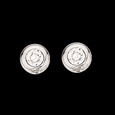 ØREPYNT LILLE DONUT 0,02 H-W/SI 8 KT HVIDGULD