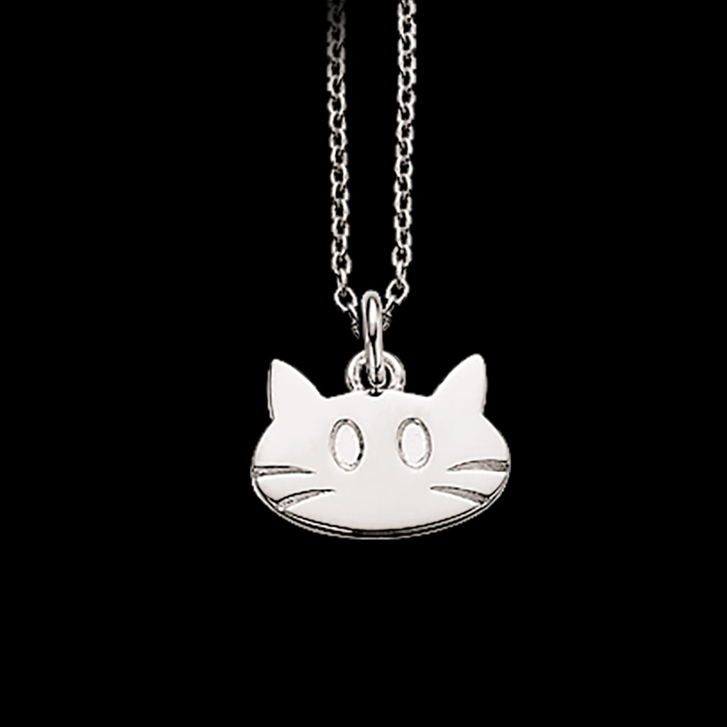 VEDHÆNG KATTEHOVED SØLV M/KÆDE