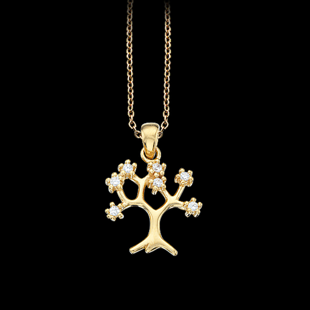 VEDHÆNG LIVETS TRÆ SYN. CUBIC ZIR. SØLV FG. M/KÆ.