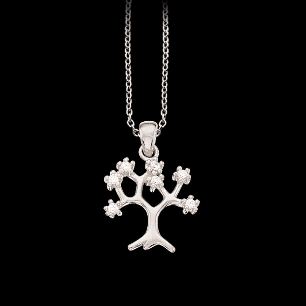 VEDHÆNG LIVETS TRÆ SYN. CUBIC ZIR. SØLV M/KÆDE