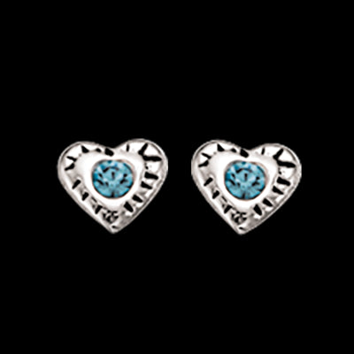 ØREPYNT HJERTE LYSEBLÅ SYN. CUBIC ZIR. SØLV