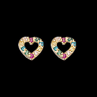 ØREPYNT HJERTE RAINBOW SYN. CUBIC ZIR. 8 KT.