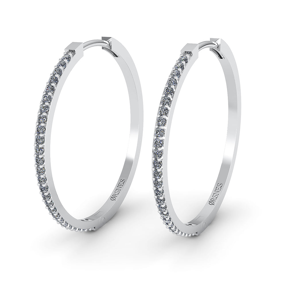 Henrik Ørsnes Design Creol 14 Karat Hvidguld Øreringe med DIAMANTER 0,26 Carat W/SI