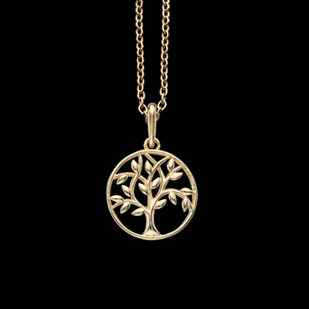 VEDHÆNG LIVETS TRÆ 12 MM. 8 KT. M/SØLVKÆDE