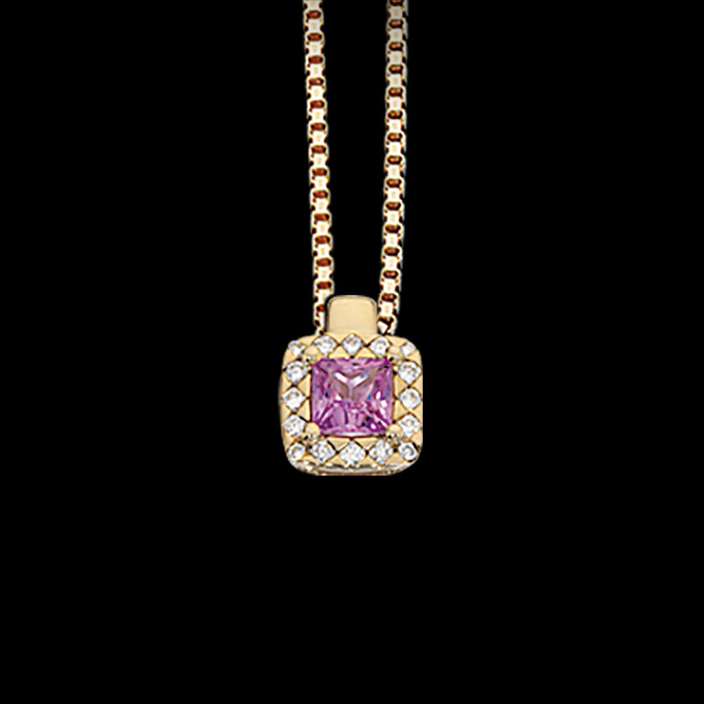 DIANA VEDHÆNG ROSET 0,08 H-W/SI-PINK SAFIR 14 KT.