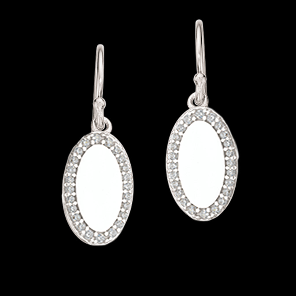 ØREBØJLER OVAL CUBIC ZIR. SØLV PT.
