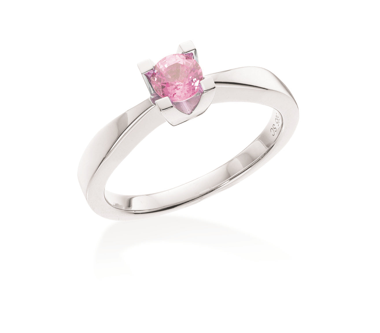 Kleopatra Jubilæum 14 Karat Hvidguld Ring fra Scrouples med Pink Safir