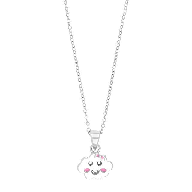 RHOD. SØLV VEDHÆNG SKY M/EMALJE INKL. KÆDE