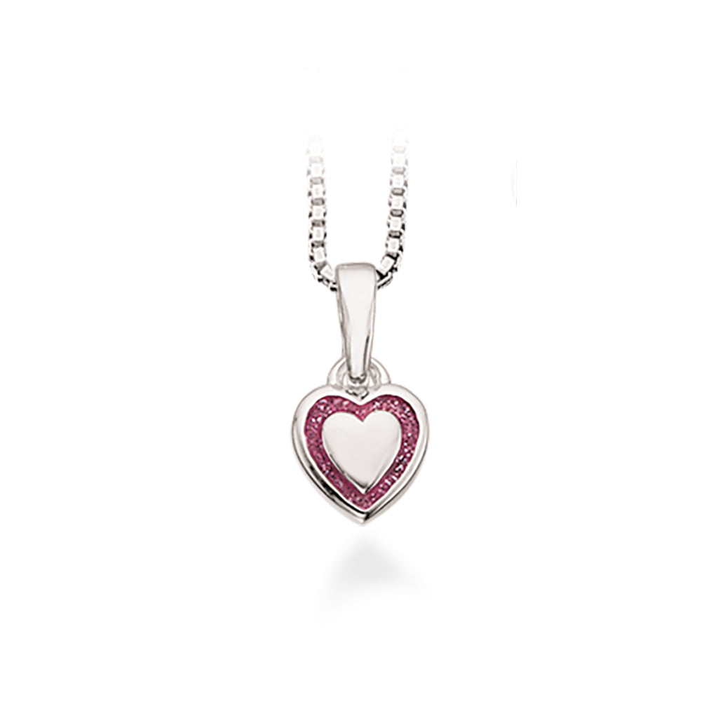 VEDHÆNG RØDT HJERTE SØLV M/KÆDE