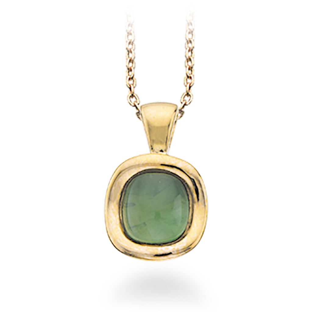 VEDHÆNG GRØN AMETYST 8 KT. M/SØLVKÆDE