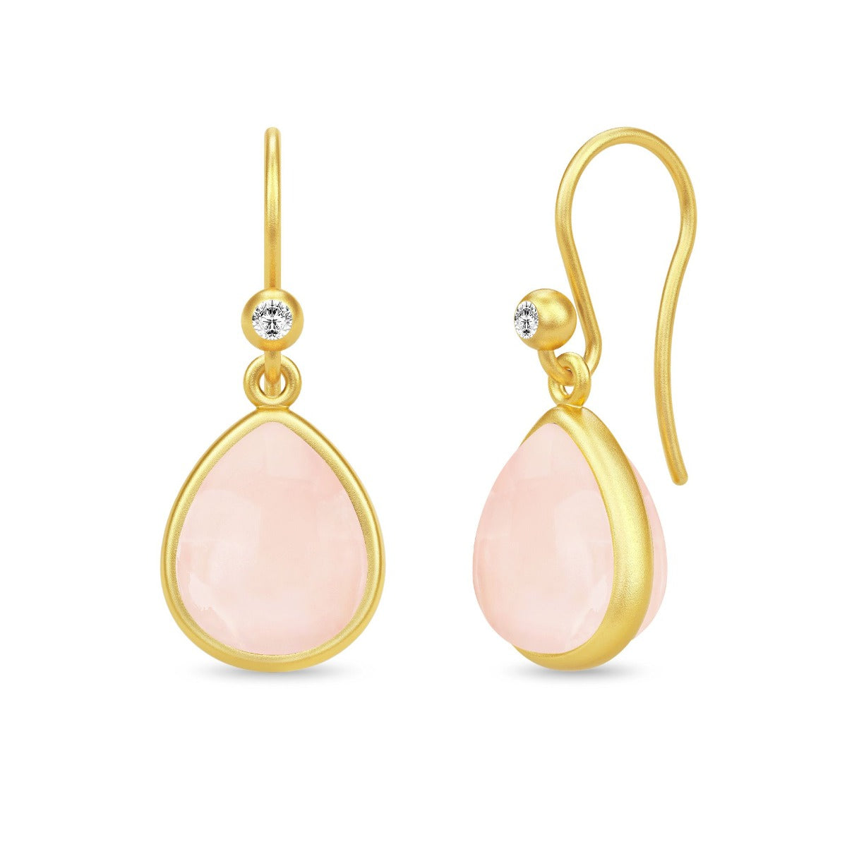 Julie Sandlau Paloma Forgyldt Sølv Øreringe med Milky Rose Krystal