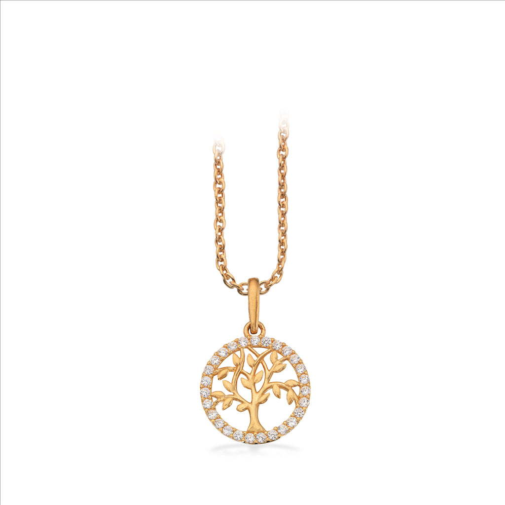 VEDHÆNG LIVETS TRÆ CUBIC ZIR. 8 KT SØLVKÆDE