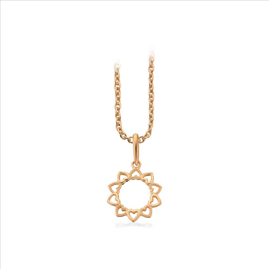 VEDHÆNG CIRKEL M. HJERTER 8 KT. M/SØLVKÆDE