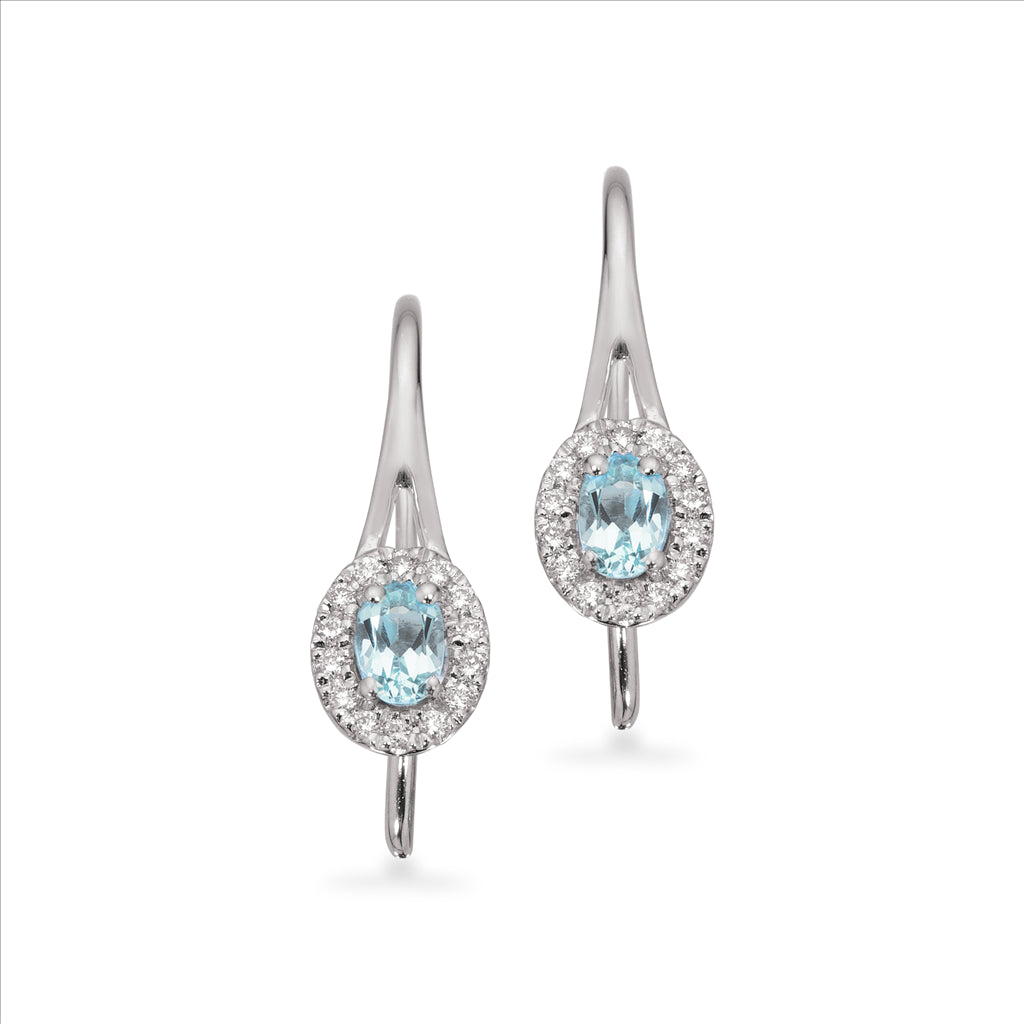 DIANA ØREBØJLER ROSET 0,10 H-W/SI-AQUAMARIN 14 KT