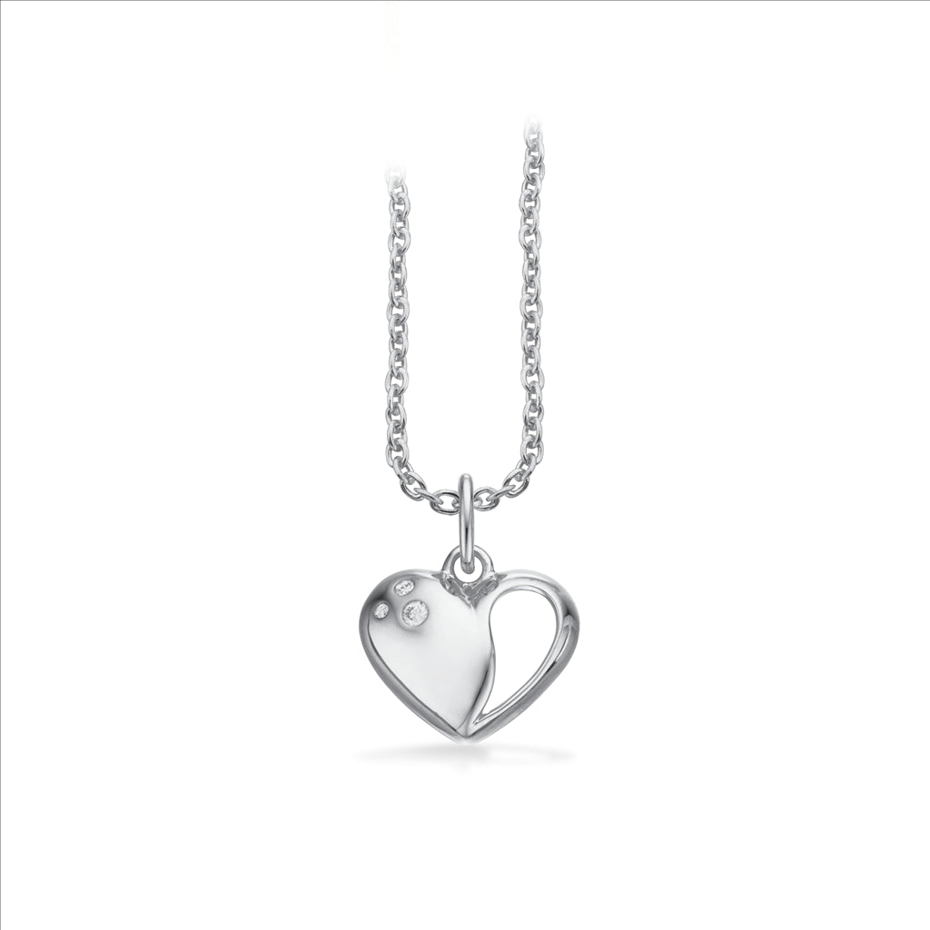 HJERTE 0,06 H-W/SI 14 KT.M/ SØLVKÆDE