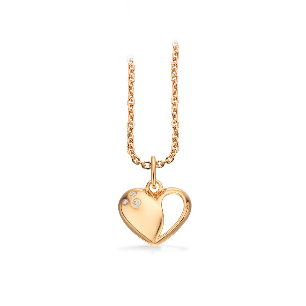 HJERTE 0,06 H-W/SI 14 KT.M/ SØLVKÆDE