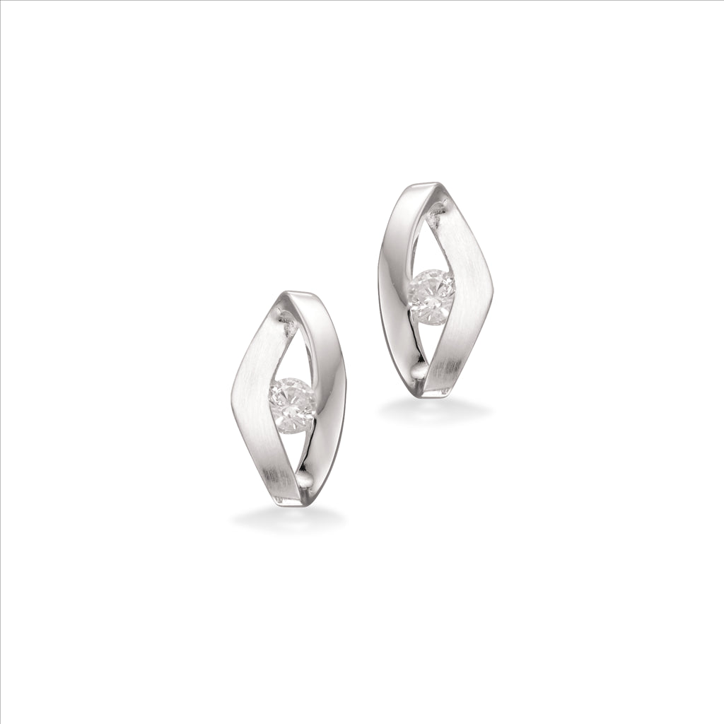 ØRERINGE MAT/BLANK CUBIC ZIR. SØLV
