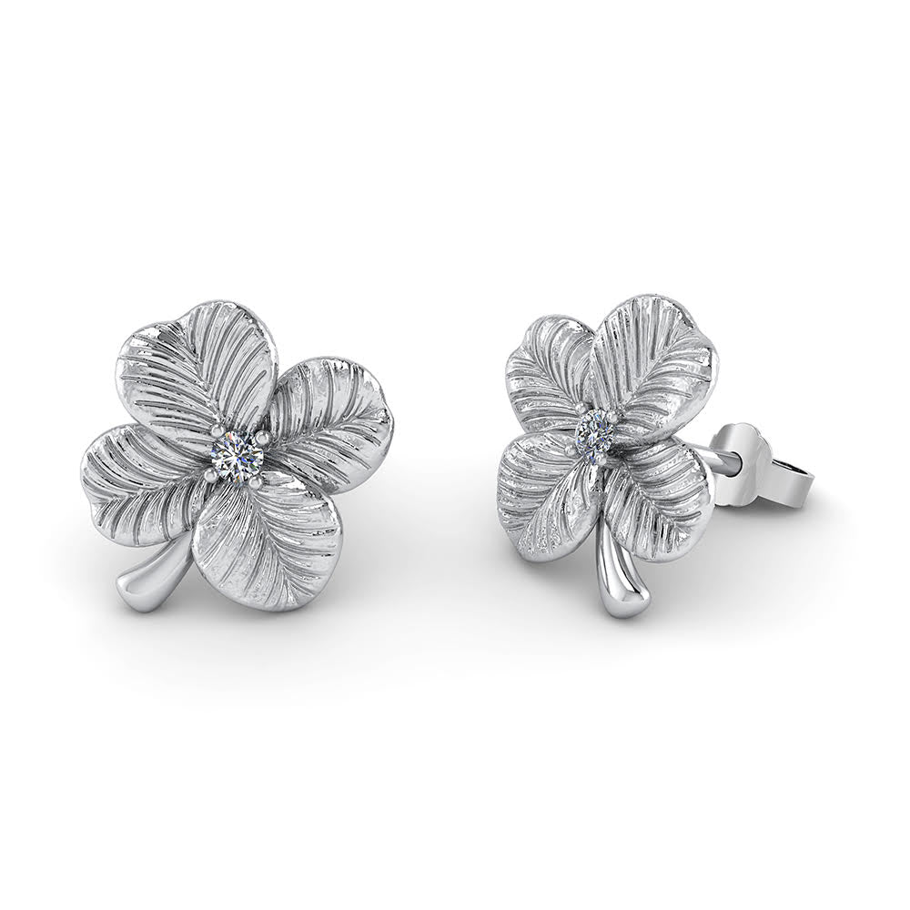 SØLV ØRESTIK FIRKLØVER ZIR