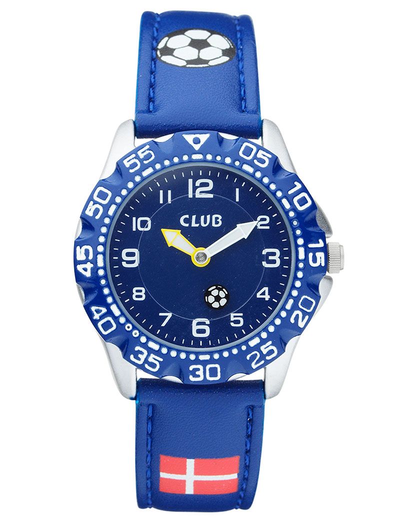 CLUB DRENG CROM BLÅ M/BLÅ REM DK FLAG