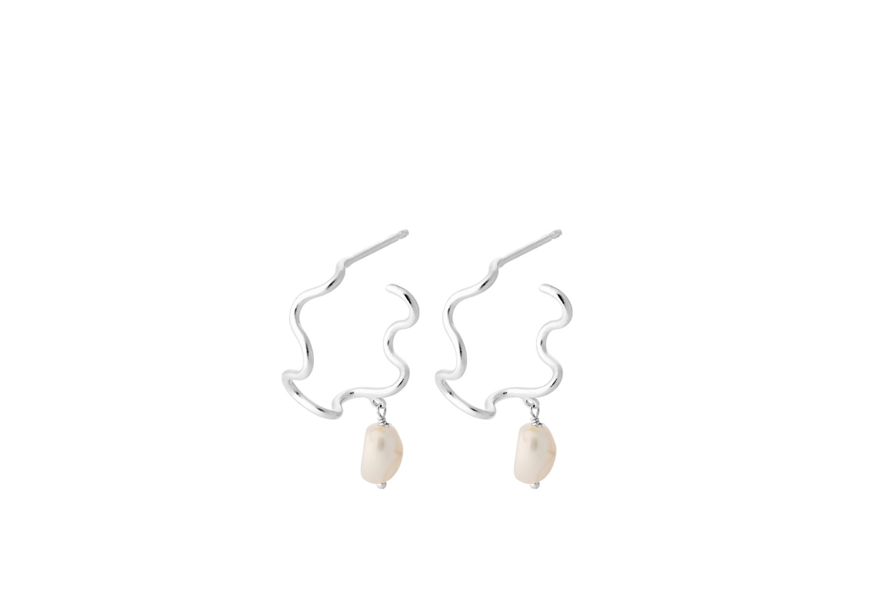 Pernille Corydon Small Bay Sterling Sølv Øreringe med Baroque Ferskvandsperle