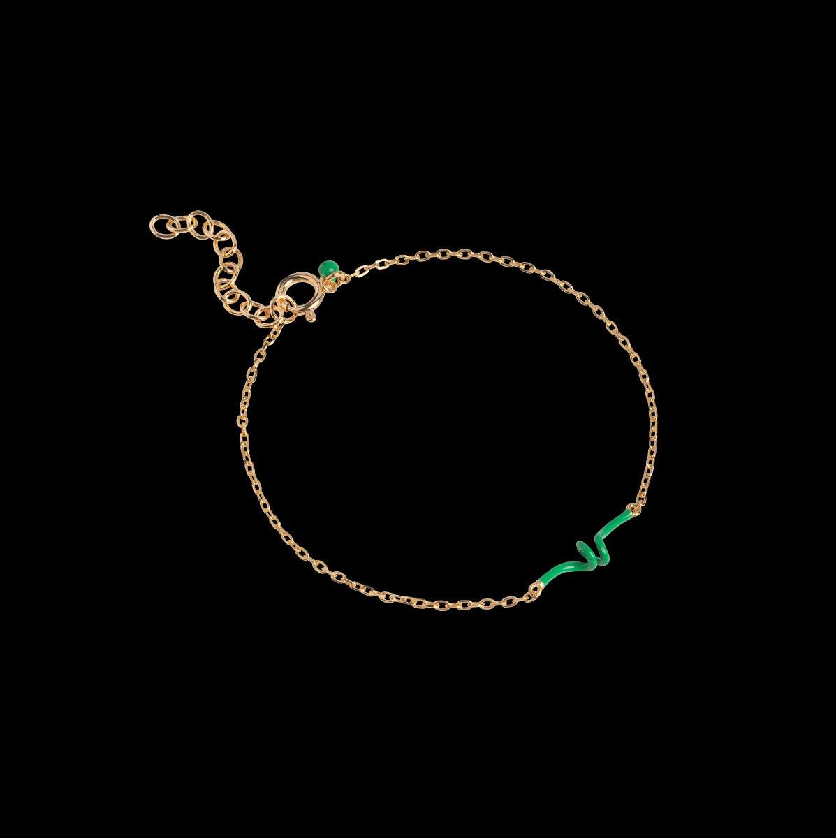 Twist Grass Green Forgyldt Sølv Armbånd fra Enamel med Emalje