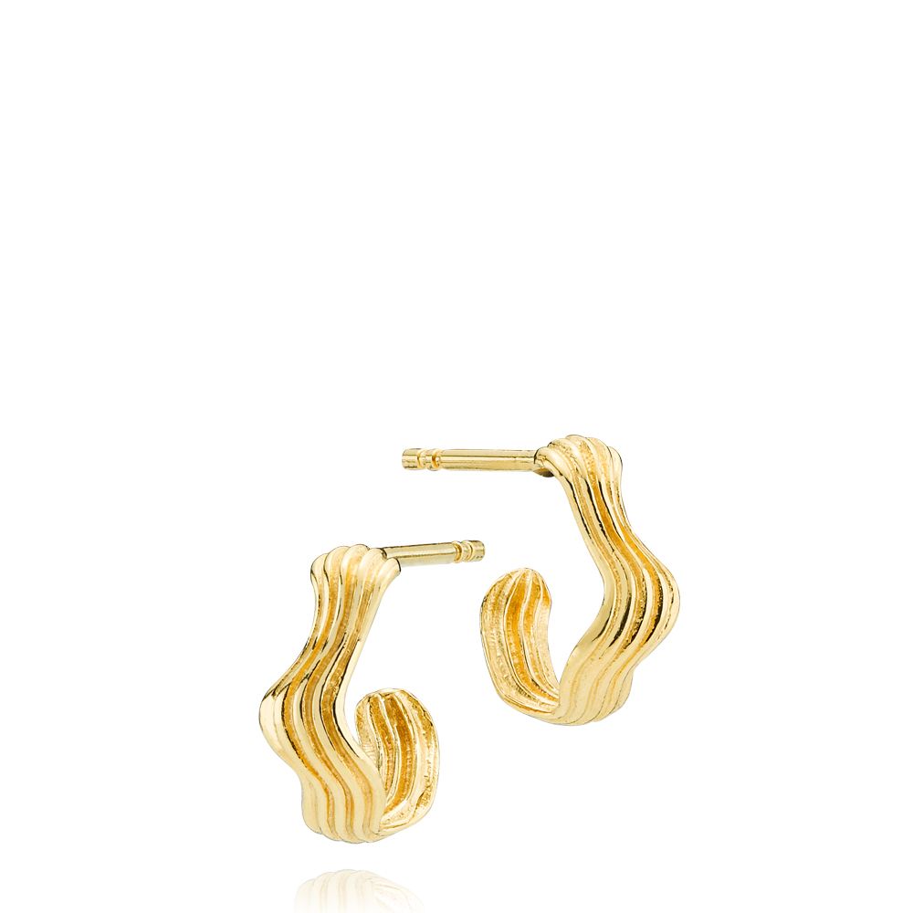 Silke Ocean Waves Forgyldt Sølv Øreringe fra Sistie