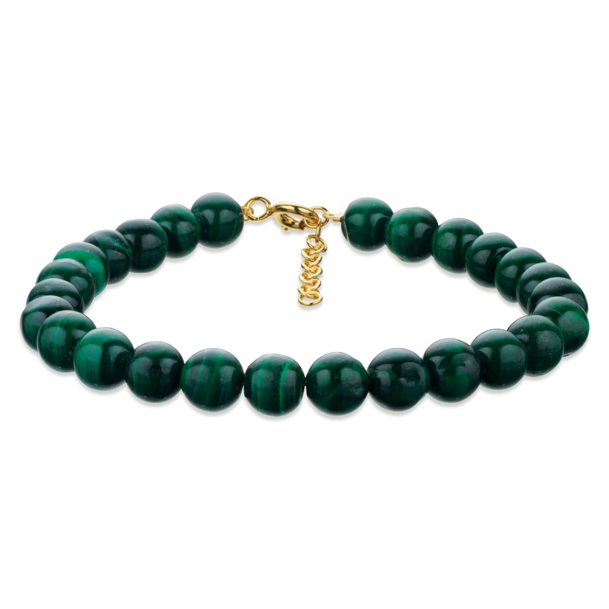 ARMBÅND MALAKIT 6-8 MM SØLV FG. 17,5+2CM