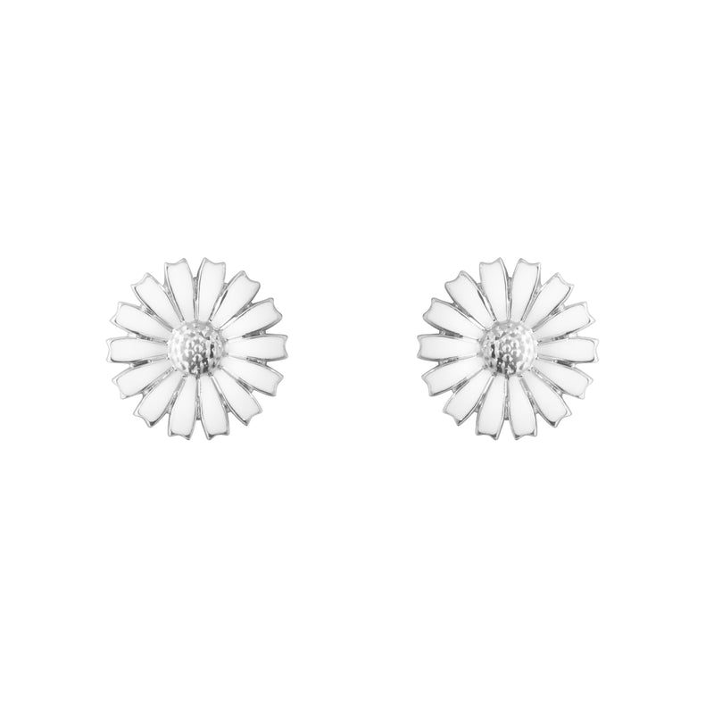 DAISY EARSTUD SILVER RH WHITE ENAMEL 11 MM