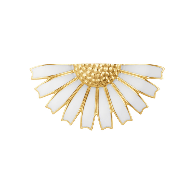 DAISY HALF FLOWER BROOCH SILVER GP WHITE ENAMEL 44 MM