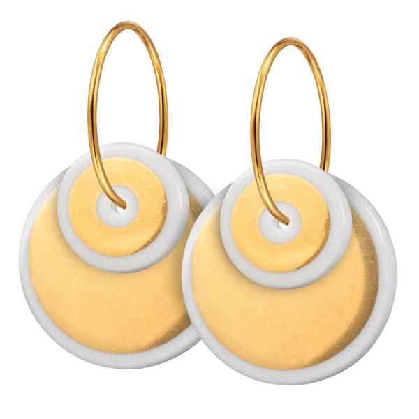 Scherning Halo Duo Golden Forgyldt Sølv Øreringe med Porcelæn