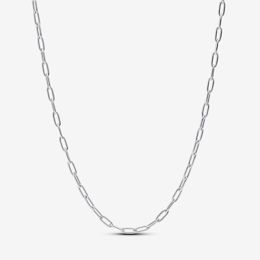 ELONGATED LINK CHAIN NECKLACE STERLING SILVER