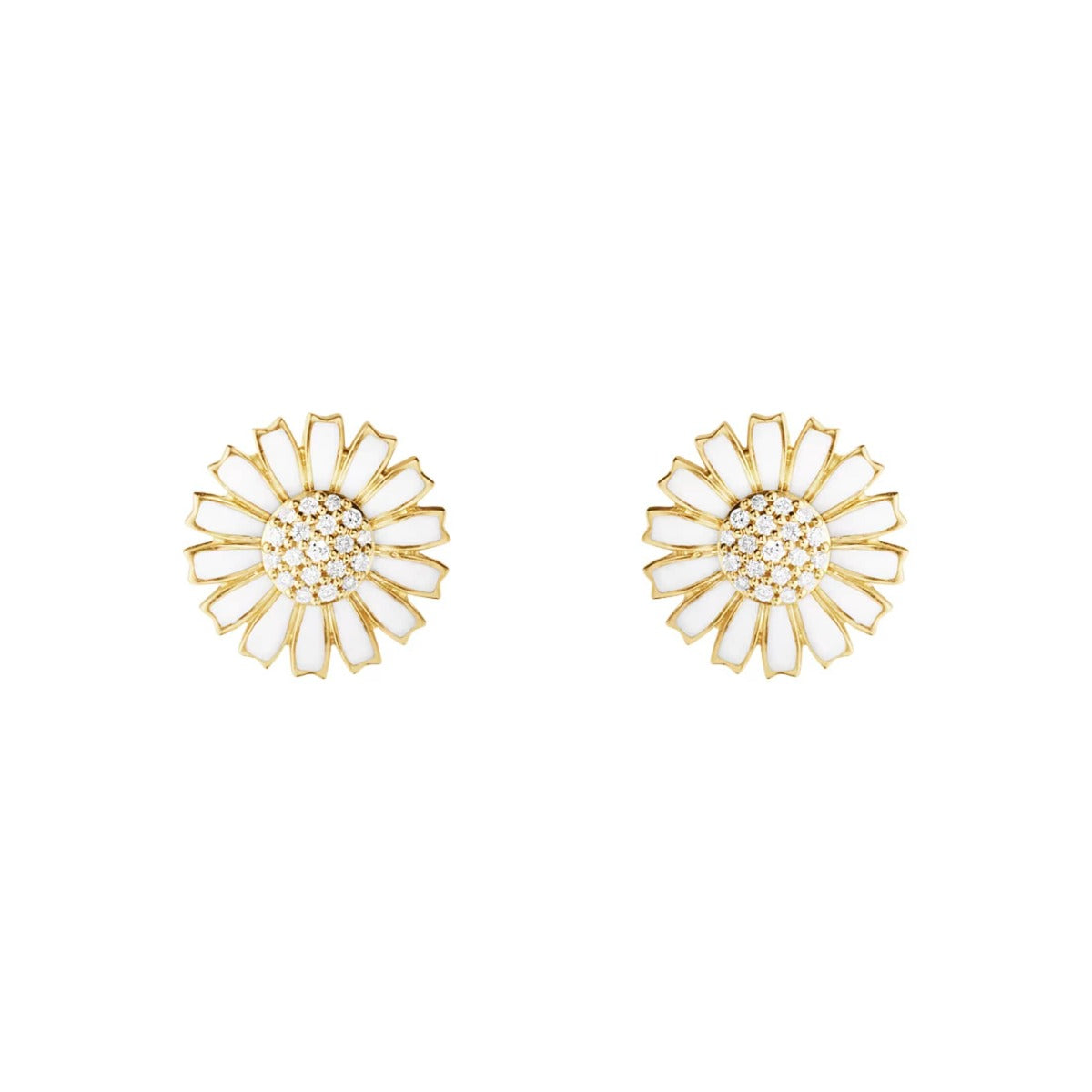 DAISY EARSTUD 2025 SILVER GP WHITE ENAMEL 11 MM DIA 0.10 CT