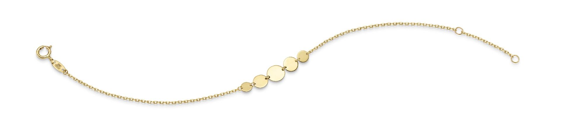 9KT.ARMBÅND 5 RUNDE PLADER