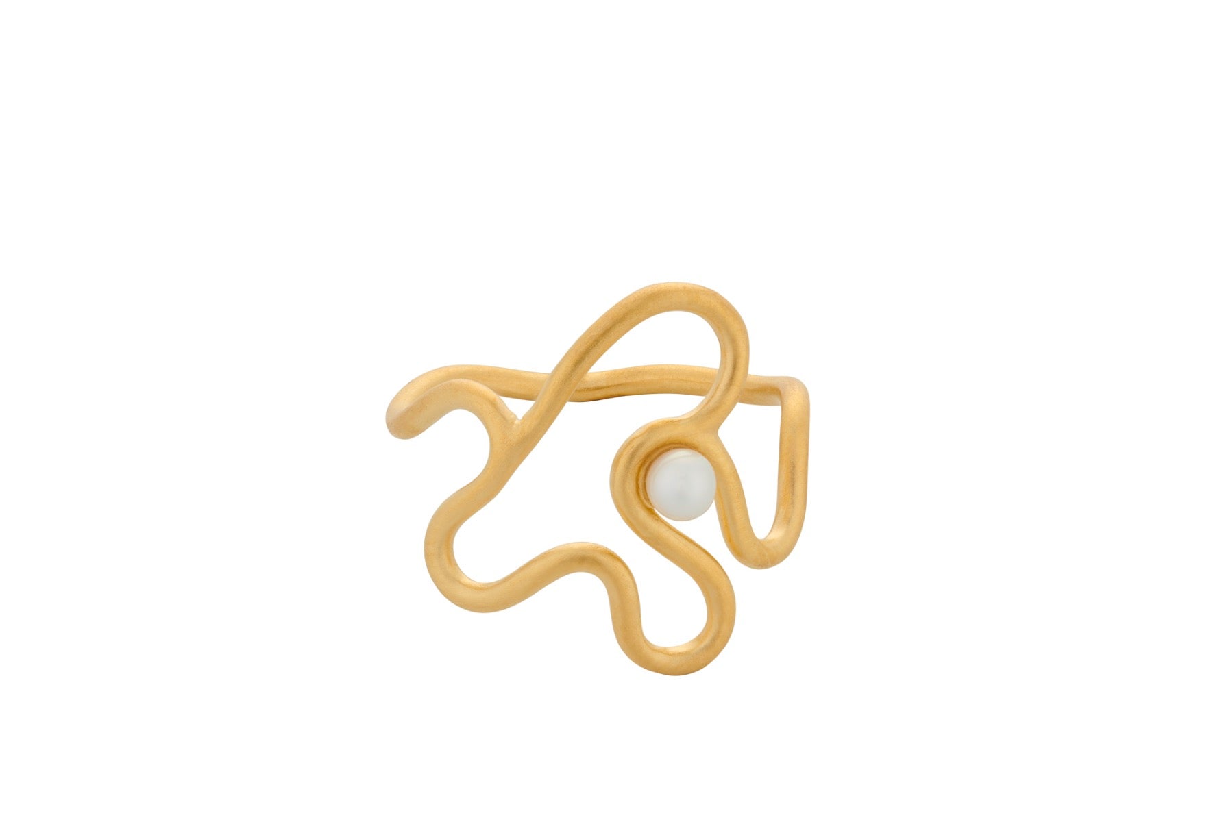 Pernille Corydon Bay Pearl Shapes Of Nature Forgyldt Sølv Ring med Ferskvandsperle
