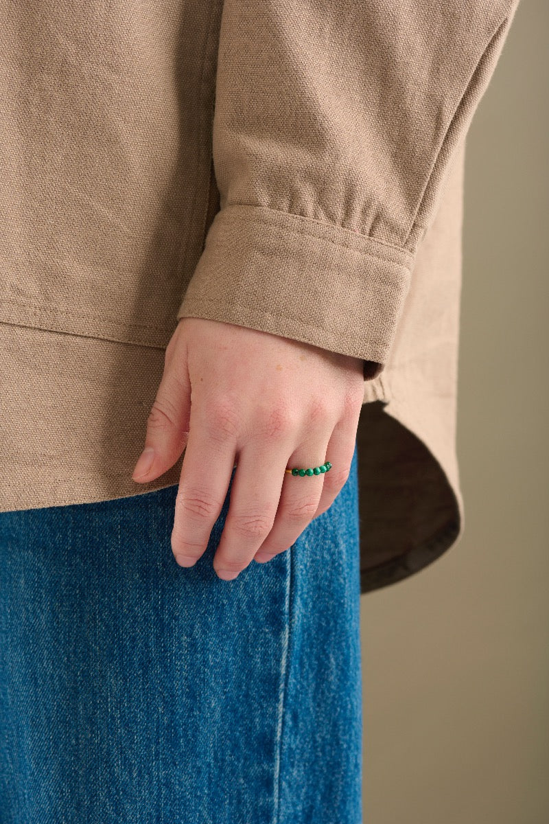 Pernille Corydon Forest Forgyldt Sølv Ring med Malakit