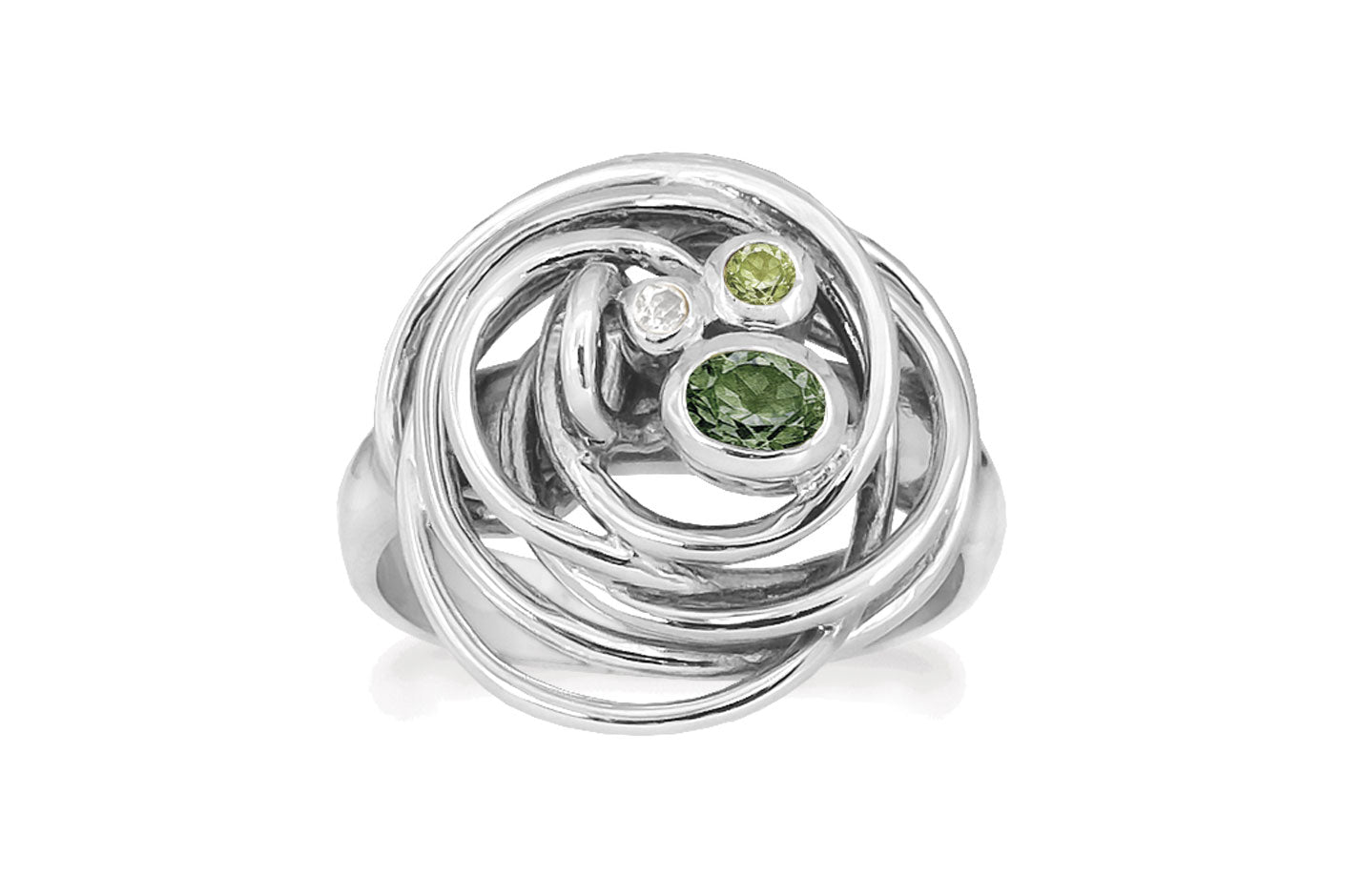 Curlicue Sterling Sølv Ring fra Rabinovich med Kvarts, Peridot Og Topas