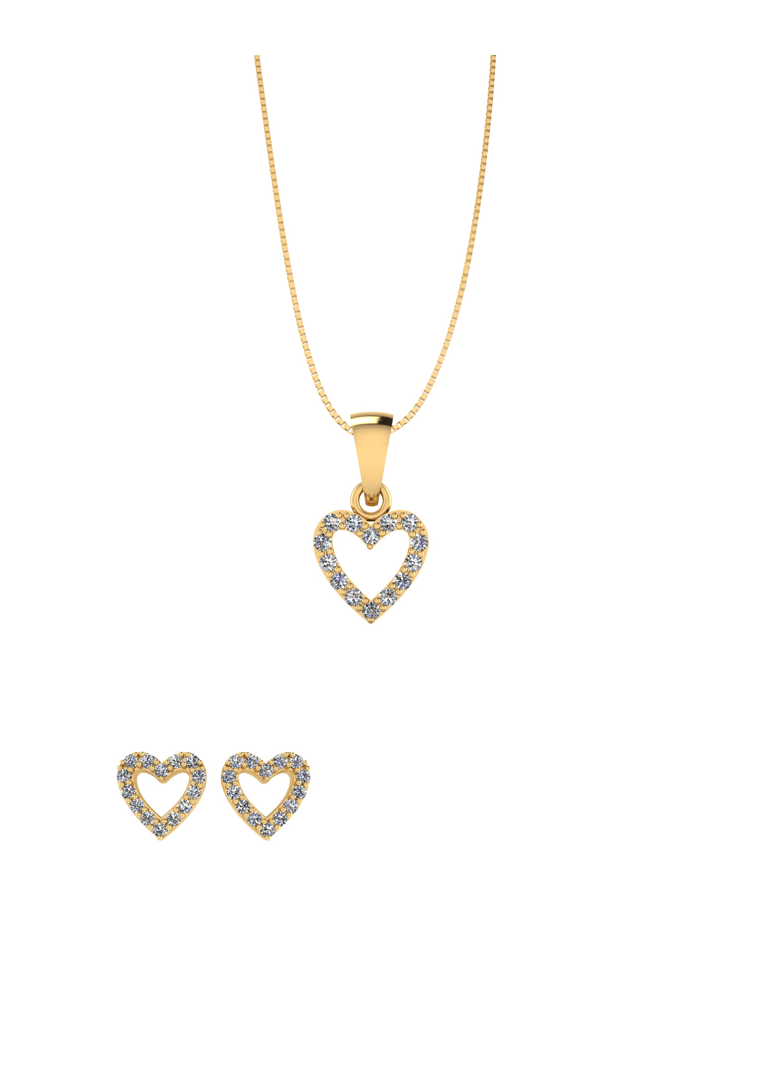 SØLV FORGYLDT SMYKKESÆT M.HJERTE