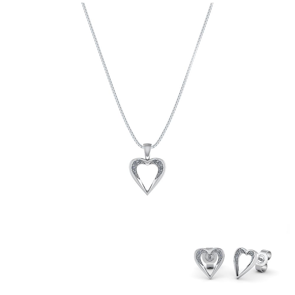 SØLV SMYKKESÆT HJERTE M.ZIR