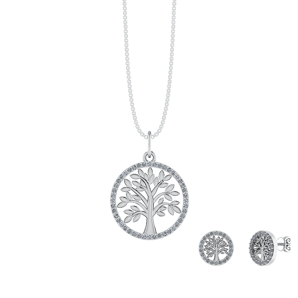 Smykkekæden Livets Træ Sterling Sølv Smykkesæt