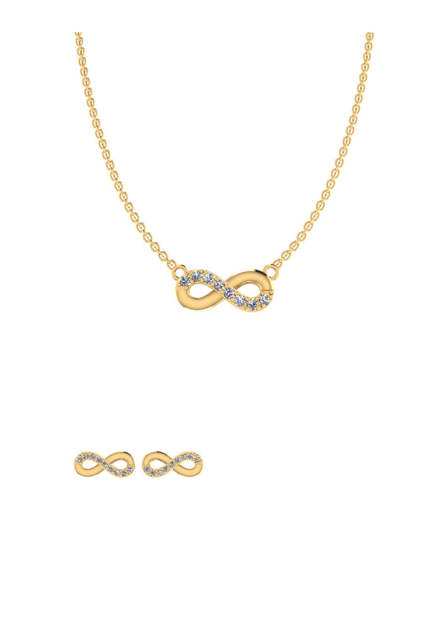 Smykkekæden Uendelighedstegn Forgyldt Sølv Smykkesæt