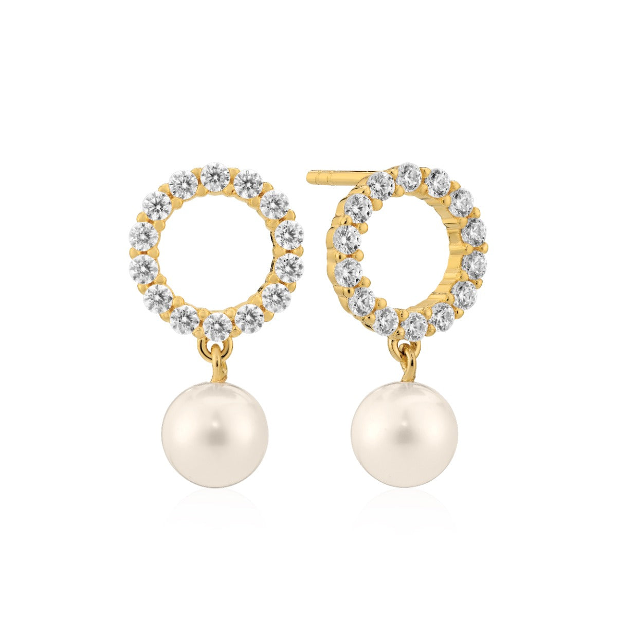 ØRERINGE BIELLA PERLA UNO - 18 KT. FORGYLDT, WITH FRESHWATER PEARL OG HVIDE ZIRKONER