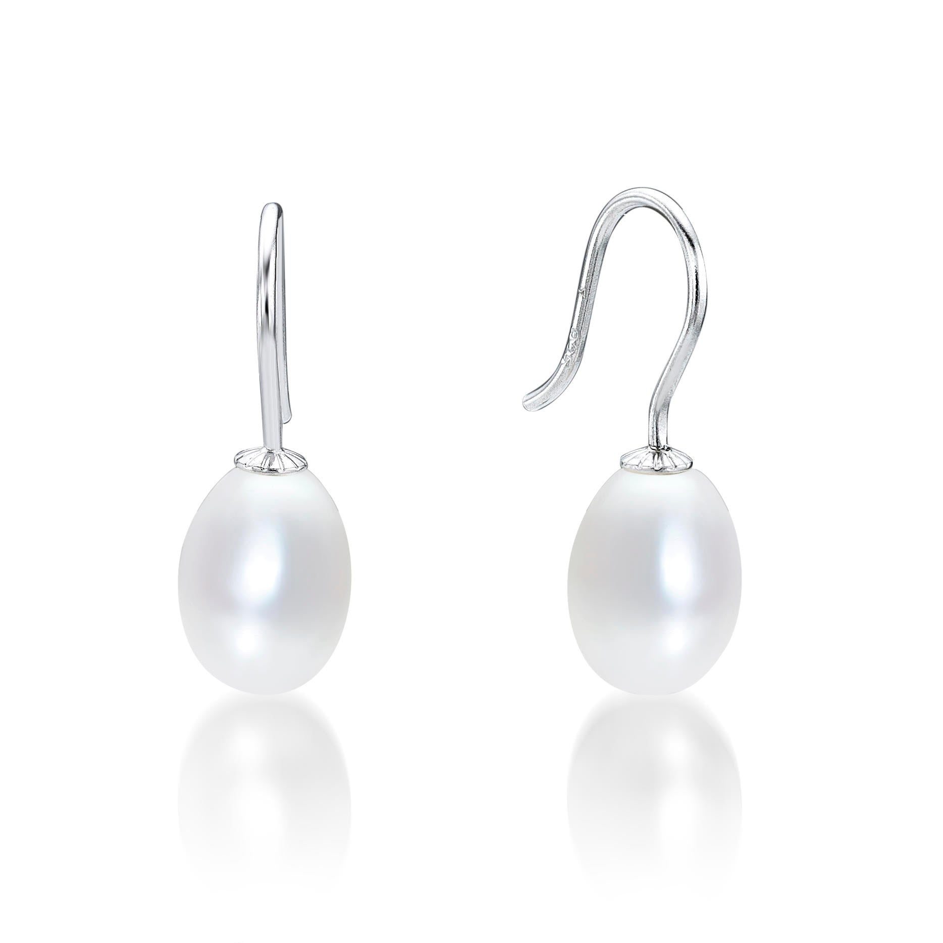 SØLV ØREBØJLE M.PERLE 9-9,5MM