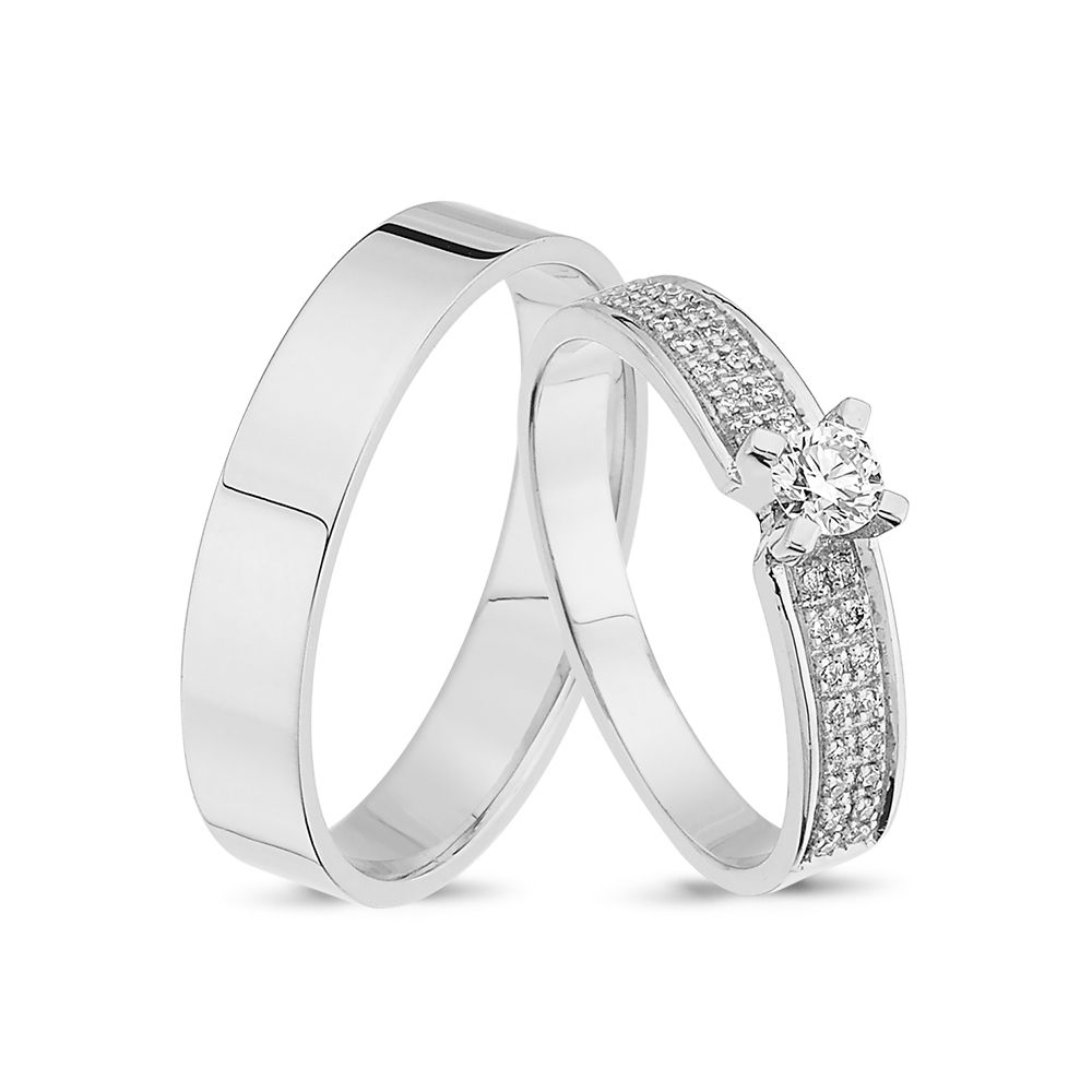 14KT.HV.RING MED 1X0,20+32X0,005CT W/SI